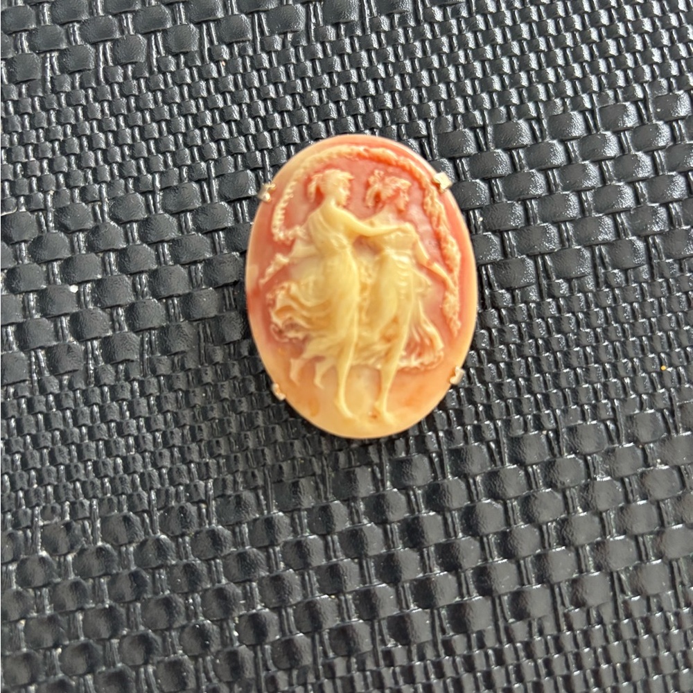 Elegant Vintage Cameo Brooch in Warm Tones